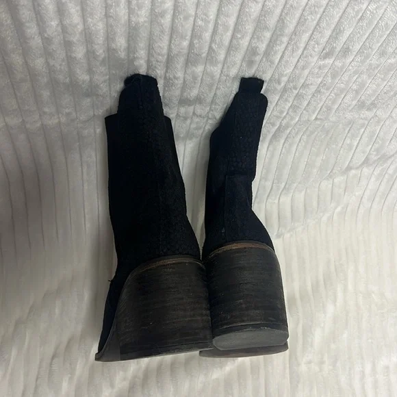 Free People Benson chelsea boot black western ankle heeled snake leather - Picture 5 of 12